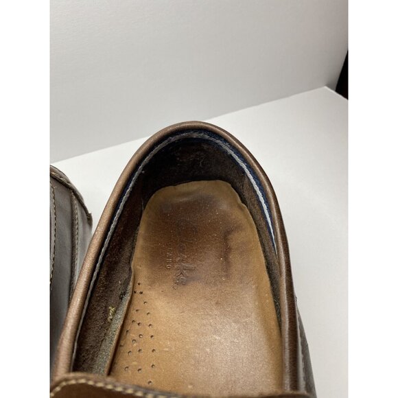 CLARKS Leather Brown Sz 11.5 M Men Driving Moccasin Loafers Slip-on Casual - Picture 9 of 12